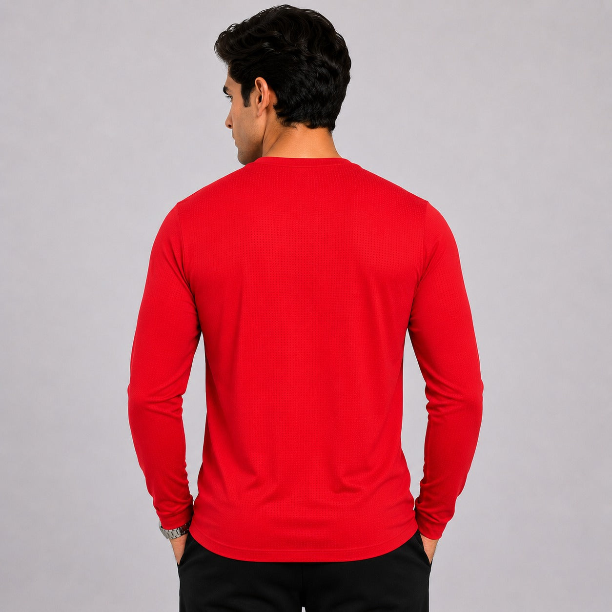 Red Men's Full Sleeve Dry Fit T-Shirt