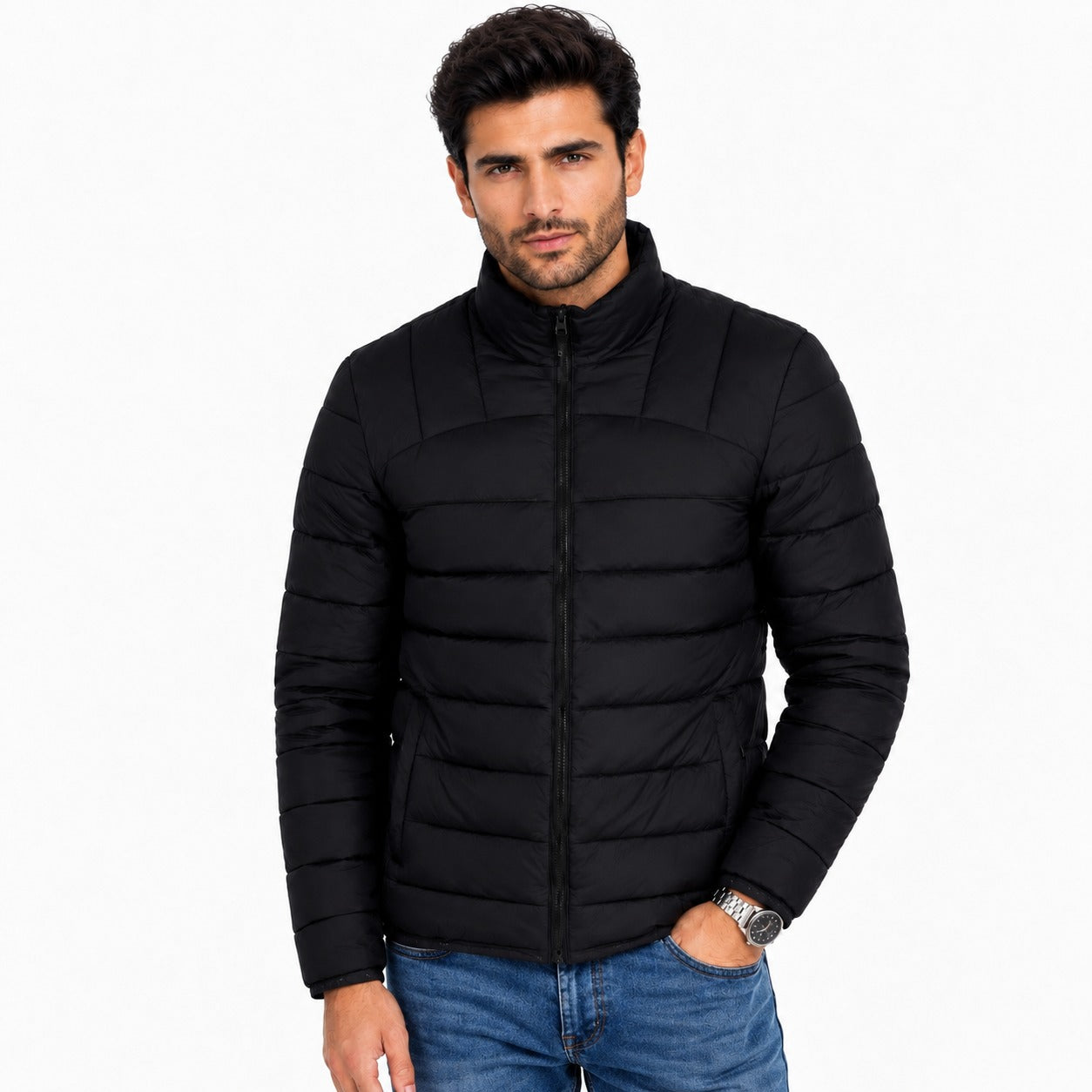 Men’s Black Puffer Jacket – Classic Winter Essential