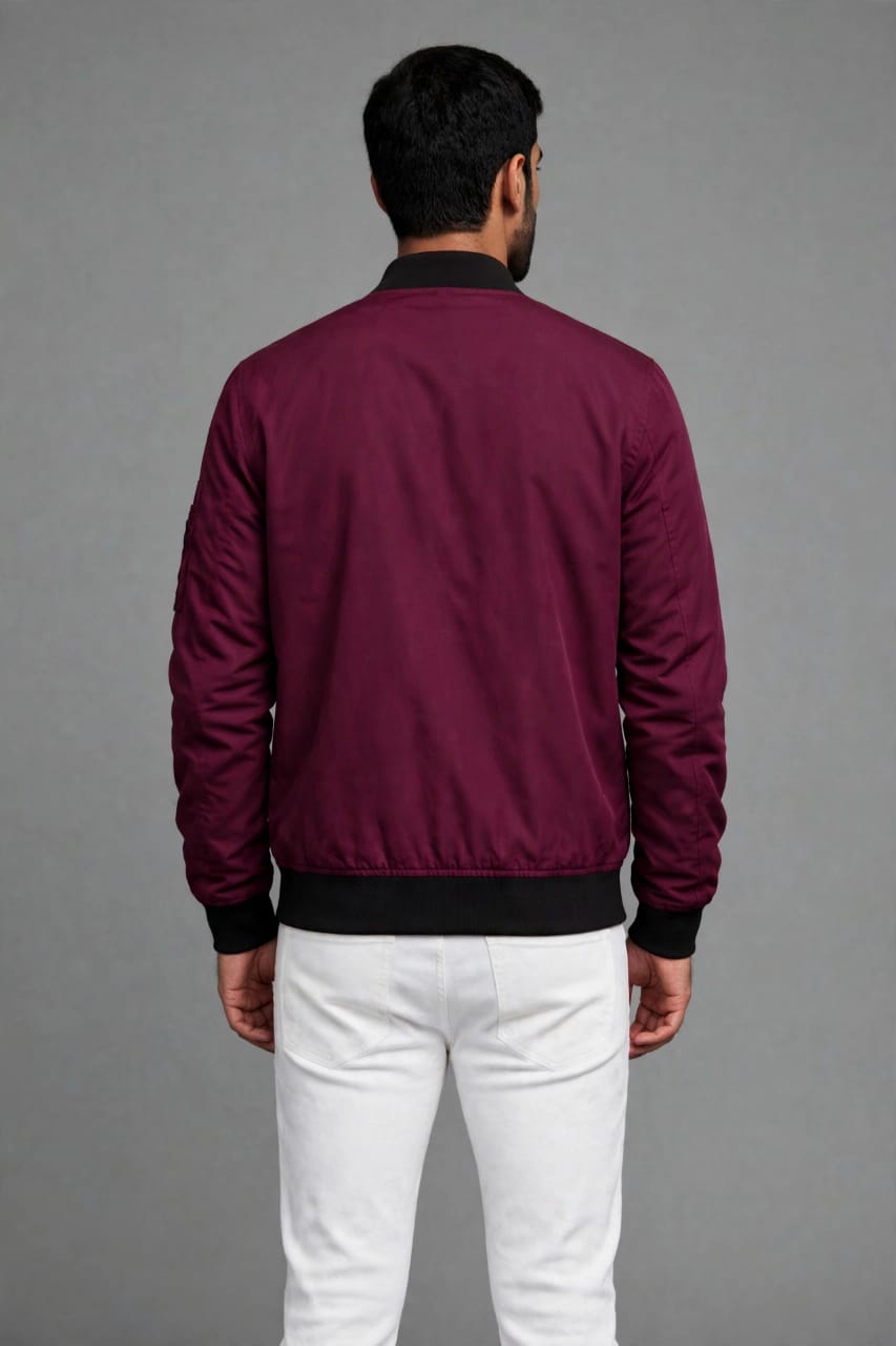 Merlot Edge Men's Maroon Bomber Jacket