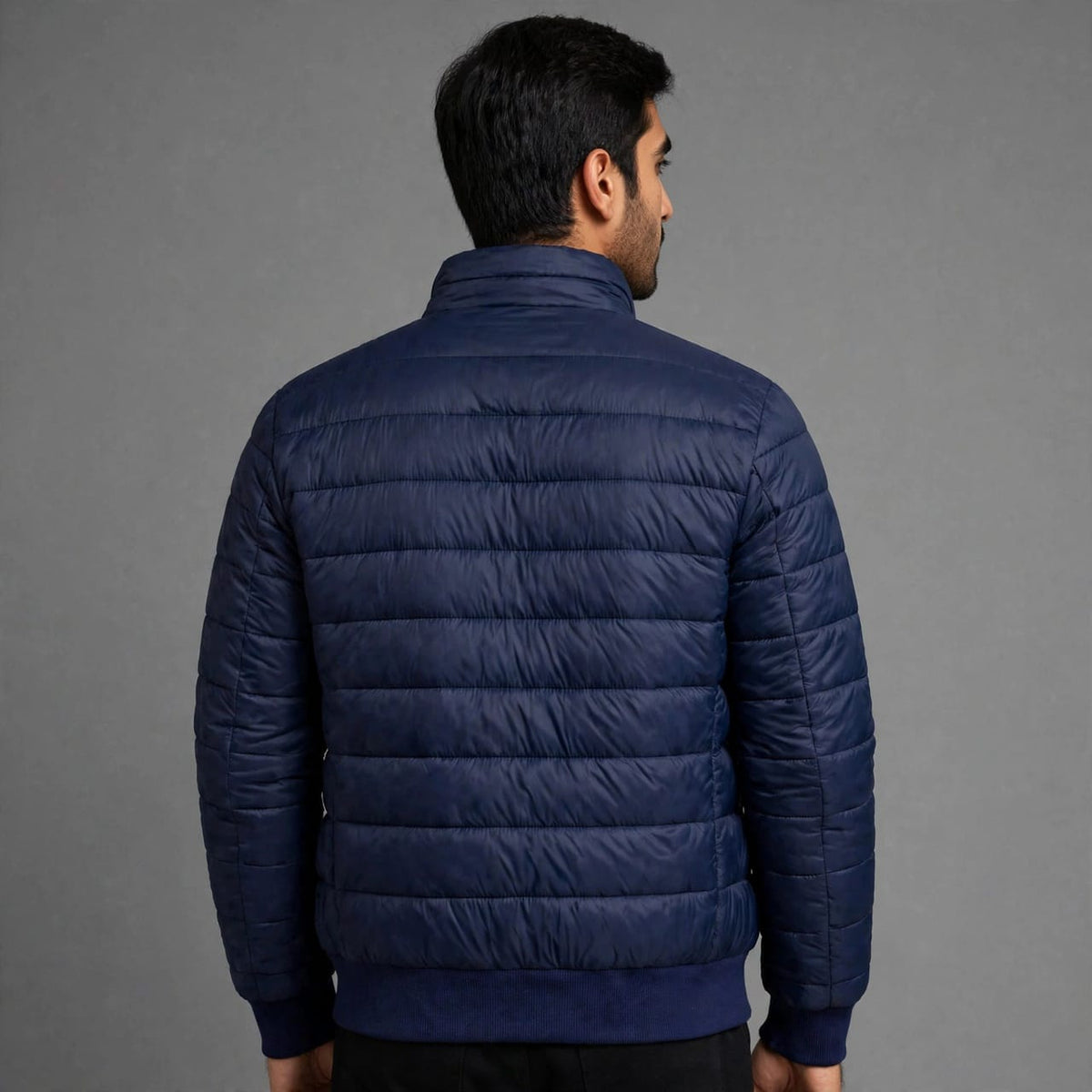 Men's Navy Blue Puffer Jacket | Premium Winter Quilted Coat