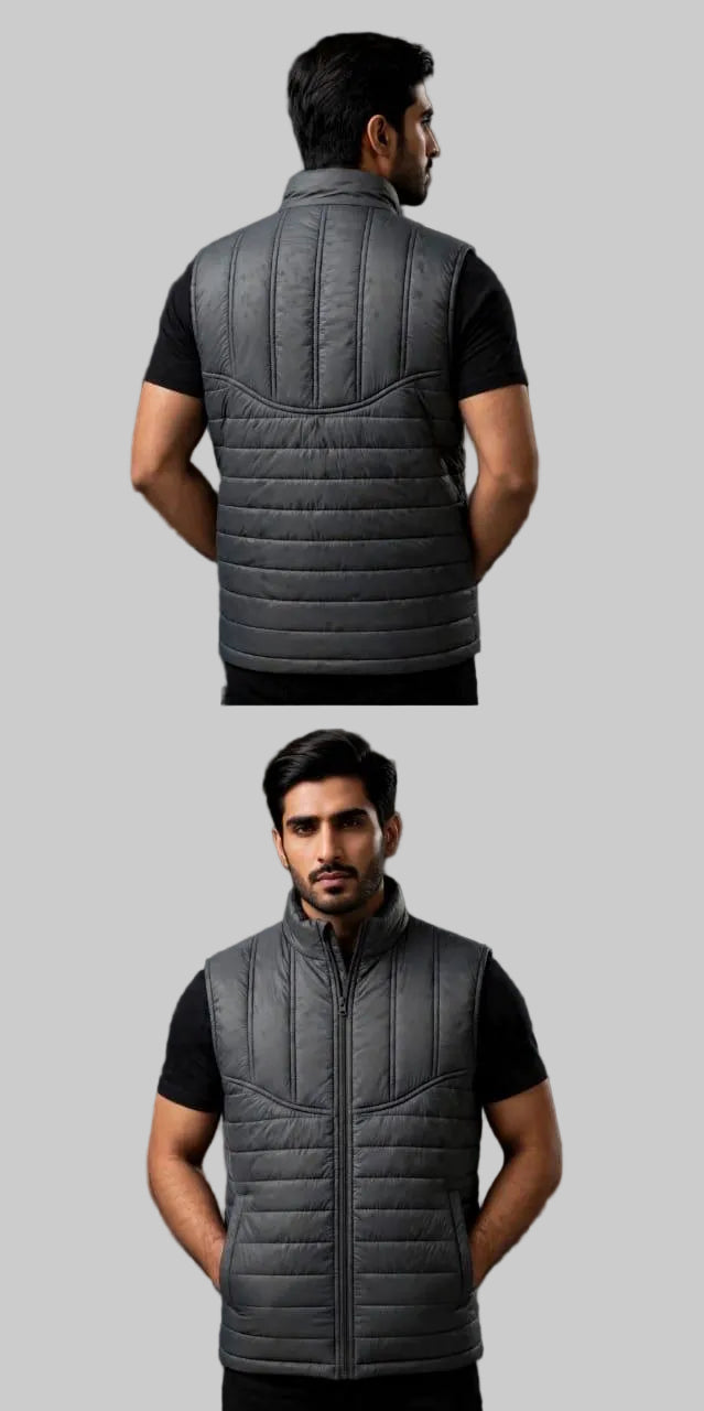 Men’s Charcoal Grey Quilted Sleeveless Jacket