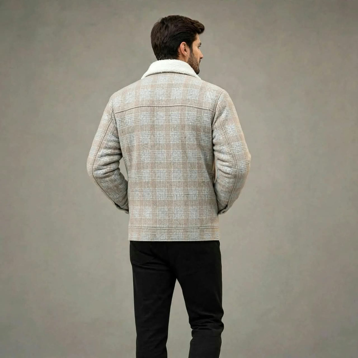Men’s Alpine Check Wool Winter Jacket – Plush Lined