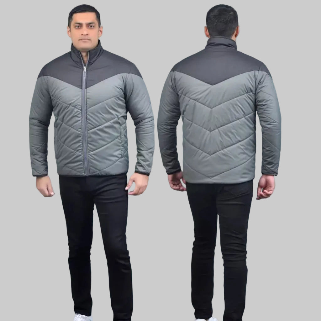 Men Grey Puffer Jacket Black and Grey Two Tone jacket
