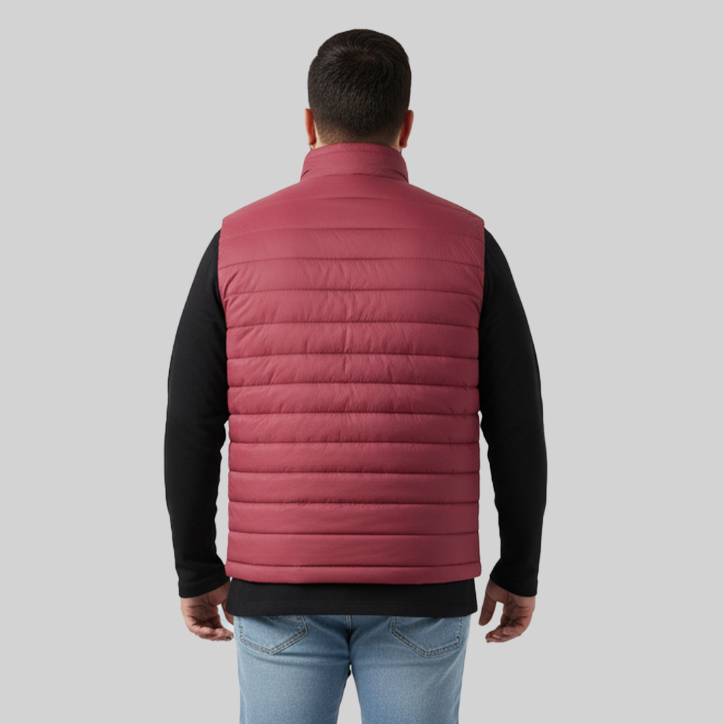 Men's mahroon Puffer Gilet Jacket