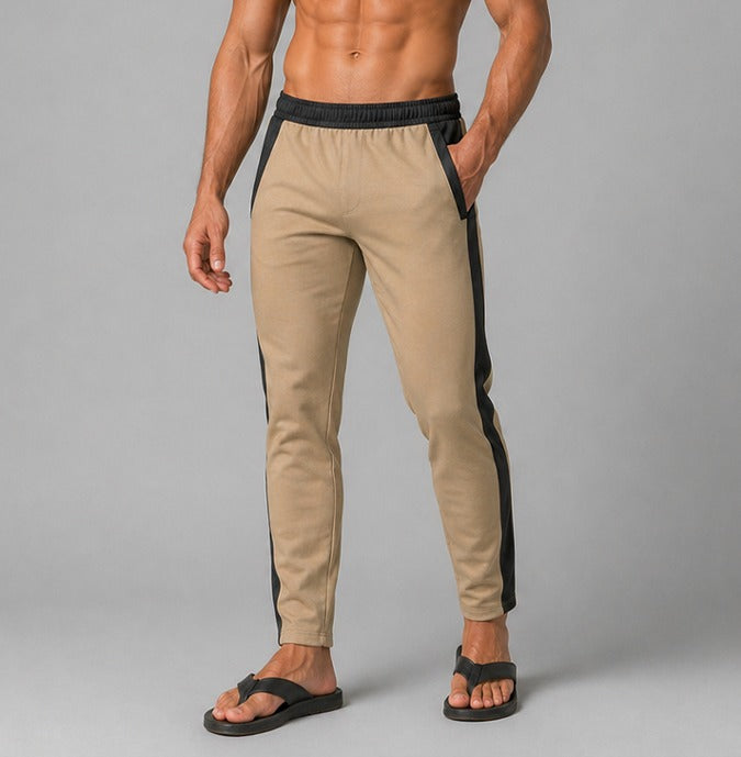Men’s Brown Athleisure Trousers with Black Stripe