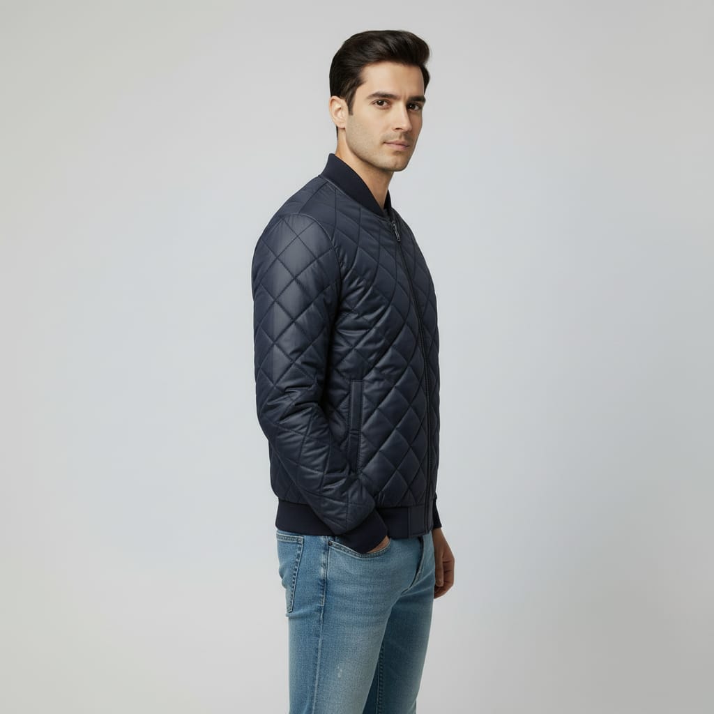Diamond Quilted Bomber Jacket