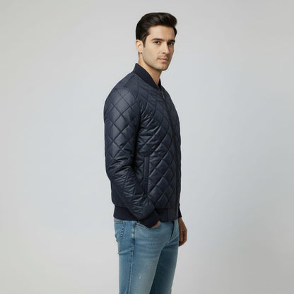 Diamond Quilted Bomber Jacket