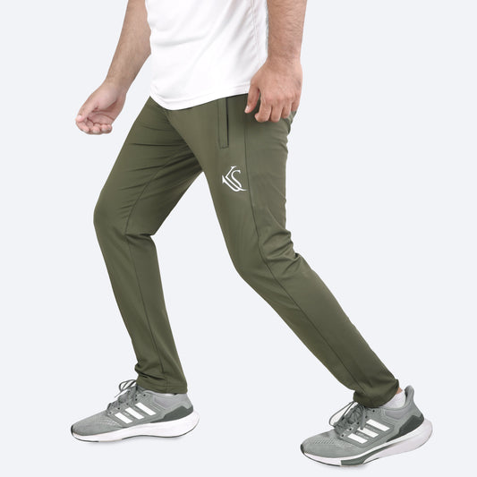 Olive Mens Dry Fit 4 Way setrach Sports  Trouser