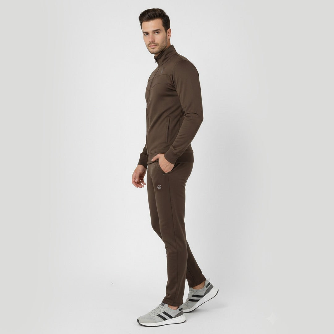  brown slim-fit tracksuit