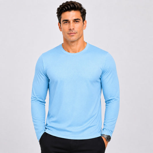 Sky Blue Men's Full Sleeve Dry Fit T-Shirt