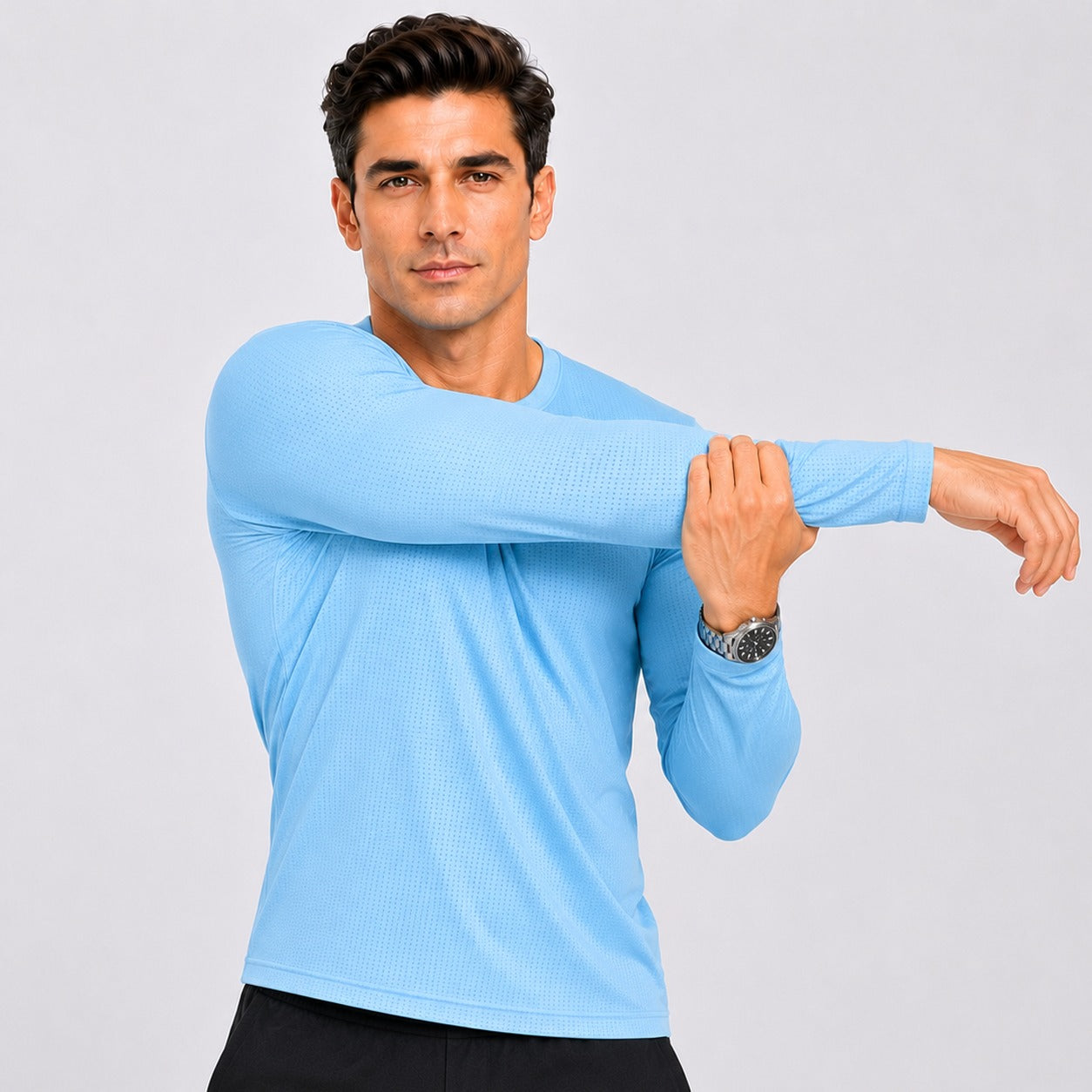Sky Blue Men's Full Sleeve Dry Fit T-Shirt