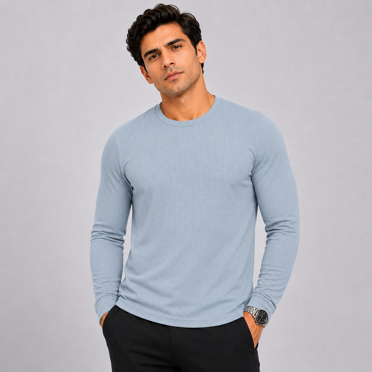 Grey Men's Full Sleeve Dry Fit T-Shirt