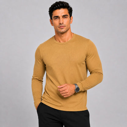 Mustard Men's Full Sleeve Dry Fit T-Shirt.