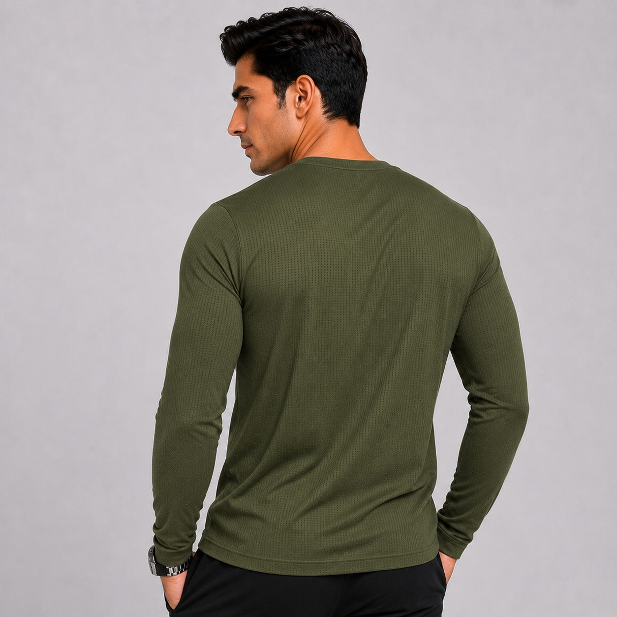 Olive Men's Full Sleeve Dry Fit T-Shirt