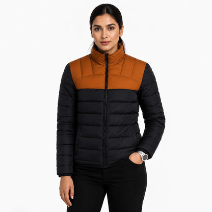 Women’s Puffer Jacket – Rust & Black