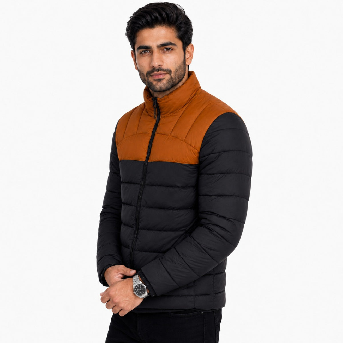 Men’s Puffer Jacket – Rust & Black
