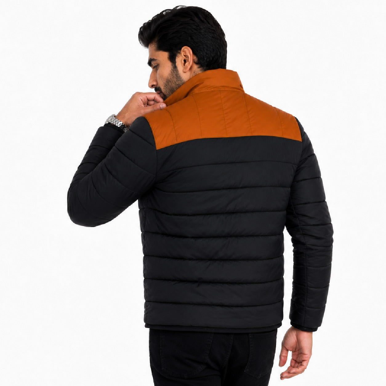 Men’s Puffer Jacket – Rust & Black