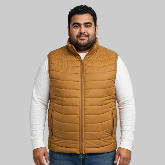 Men’s Plus-Size Sleeveless Jacket – Mustard Yellow