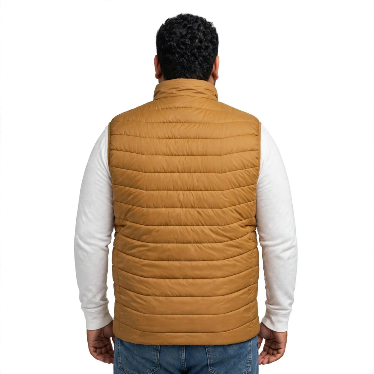 Men’s Plus-Size Sleeveless Jacket – Mustard Yellow