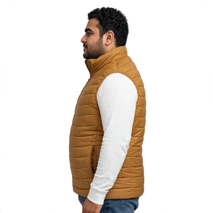 Men’s Plus-Size Sleeveless Jacket – Mustard Yellow