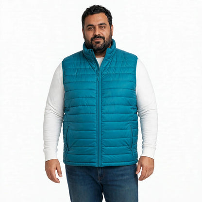 Khambra AzurePeak Men's Blue Quilted Sleeveless Jacket