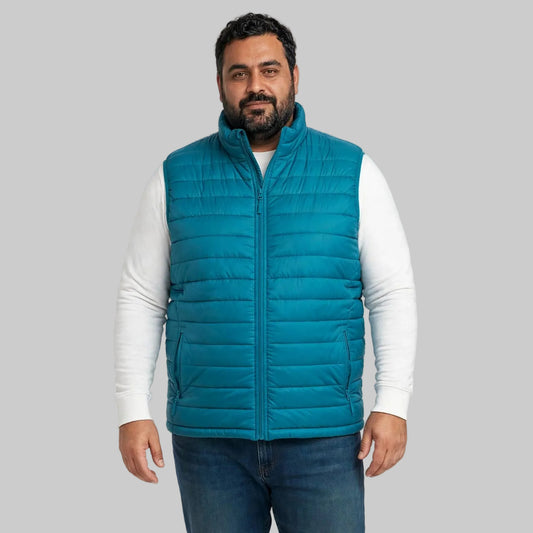 Khambra AzurePeak Men's Blue Quilted Sleeveless Jacket