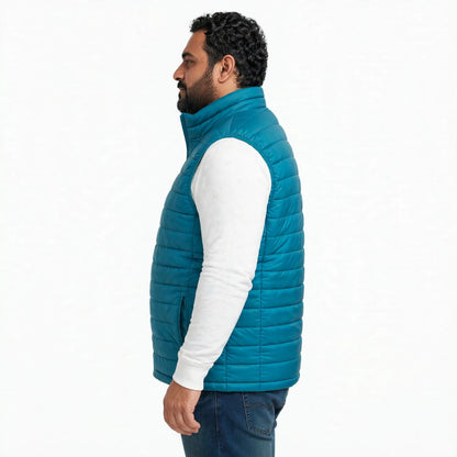 Khambra AzurePeak Men's Blue Quilted Sleeveless Jacket