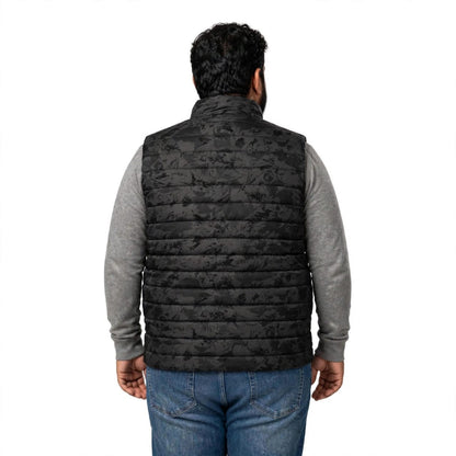Men’s Black Camo Print Sleeveless Jacket