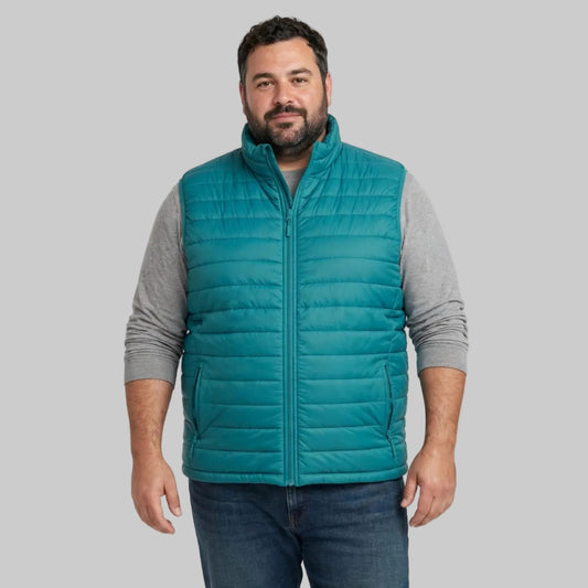 Men’s Aqua Blue Quilted Sleeveless Jacket