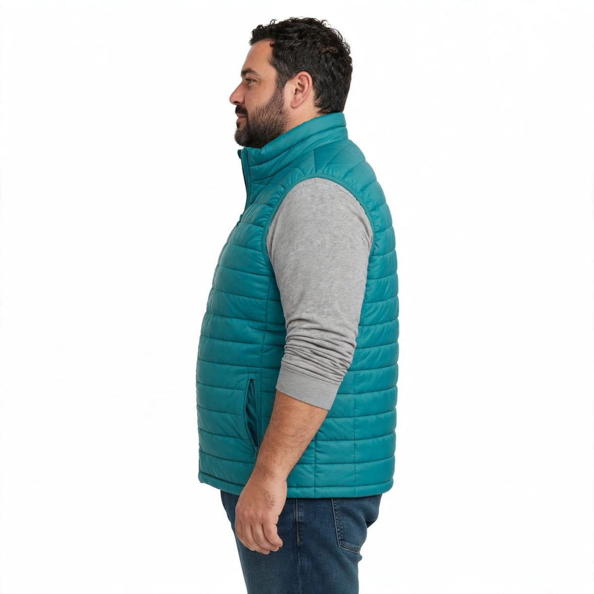 Men’s Aqua Blue Quilted Sleeveless Jacket