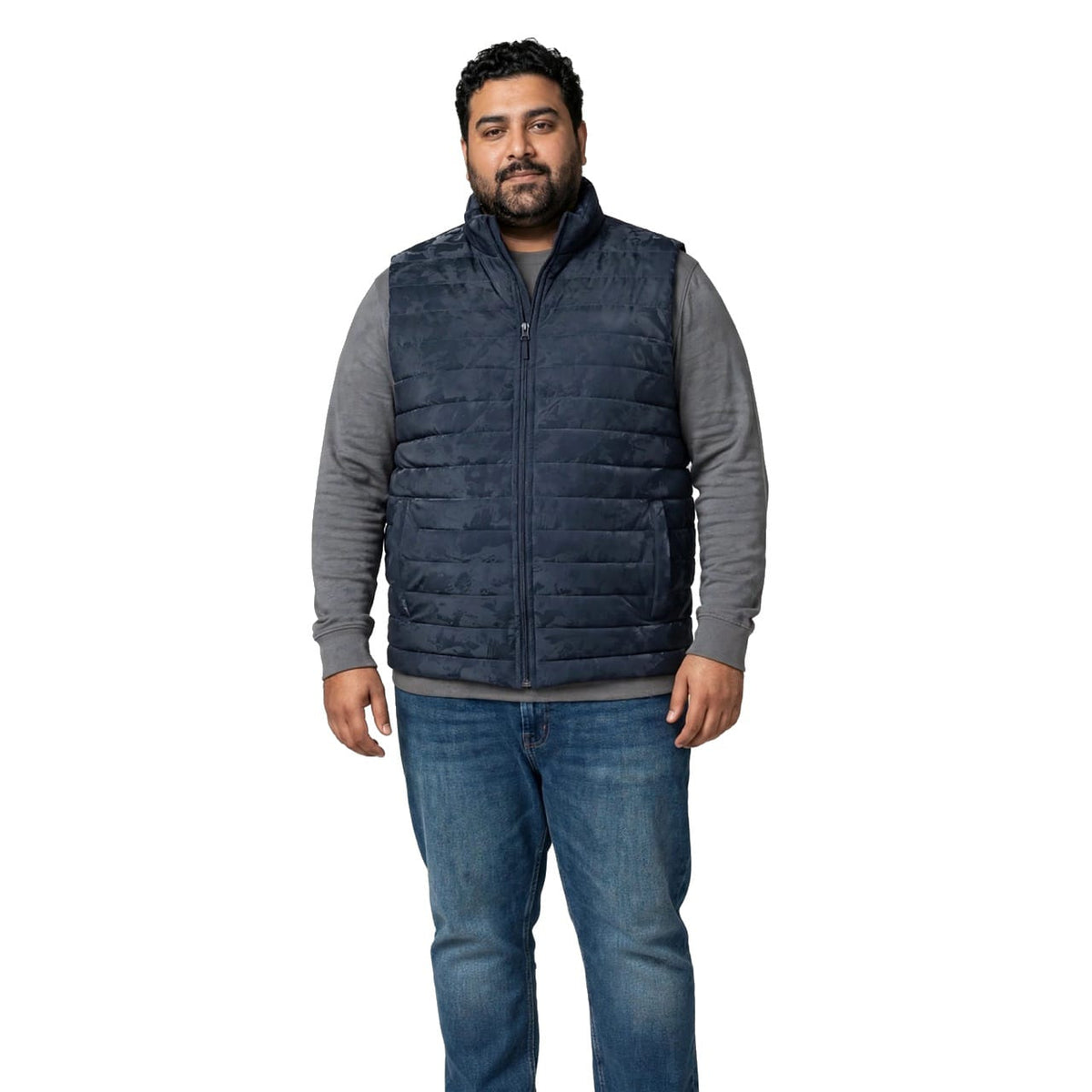 Men’s Navy Blue Camouflage Puffer Jacket