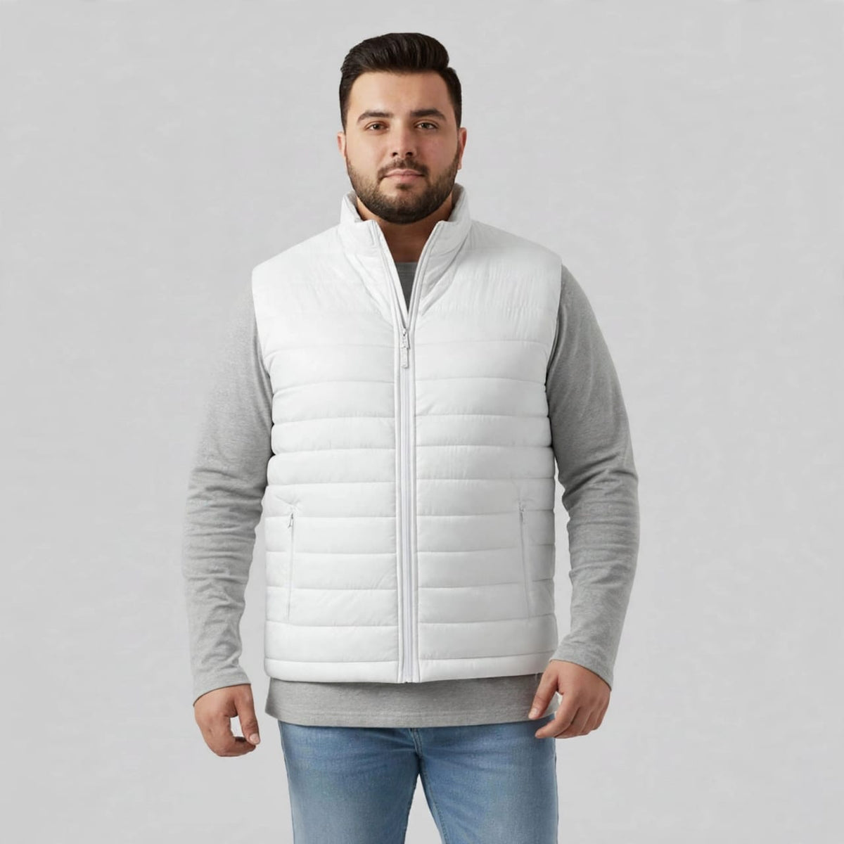 Men’s White Waterproof Sleeveless Jacket