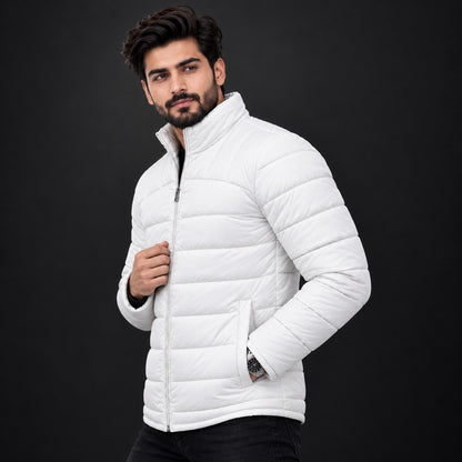 Men’s Premium Pure White Stitch-Detail Jacket