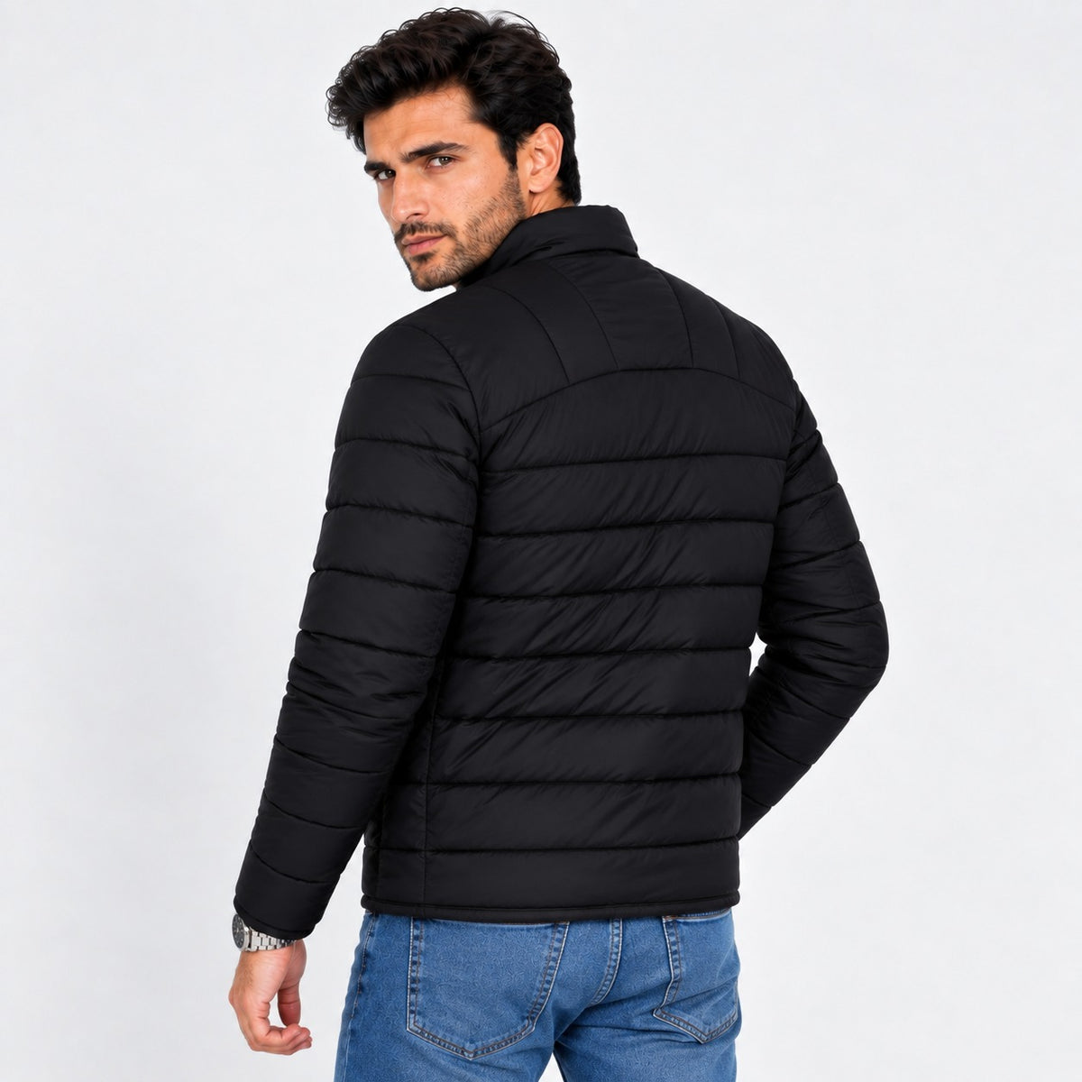 Men’s Black Puffer Jacket – Classic Winter Essential