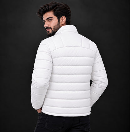 Men’s Premium Pure White Stitch-Detail Jacket