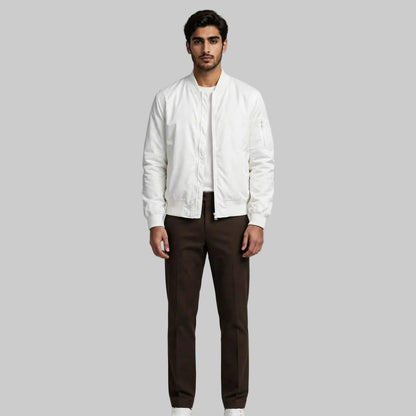 White Waterproof Bomber Jacket for Bikers