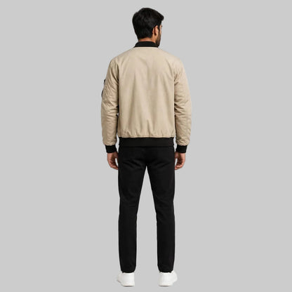 Men’s Skin-Tone Bomber Jacket with Black Rib