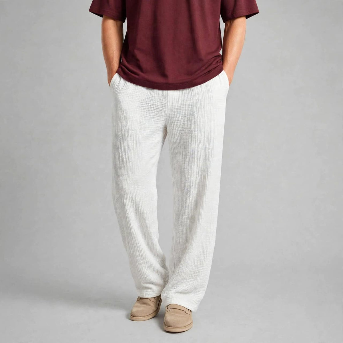 Men’s White Baggy Trousers – Karnchi D2