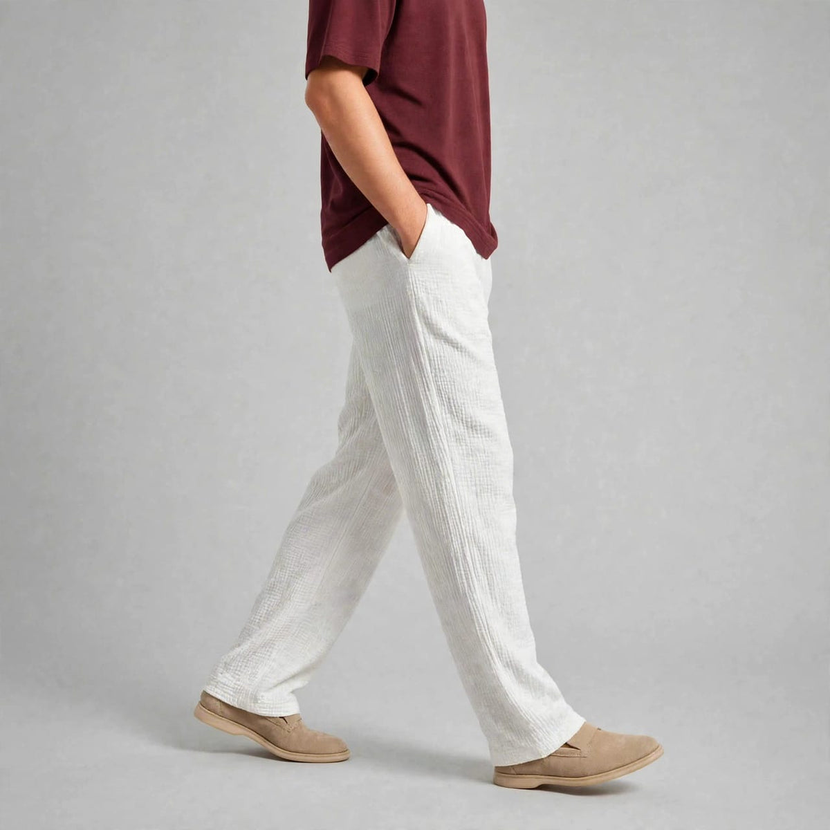 Men’s White Baggy Trousers – Karnchi D2