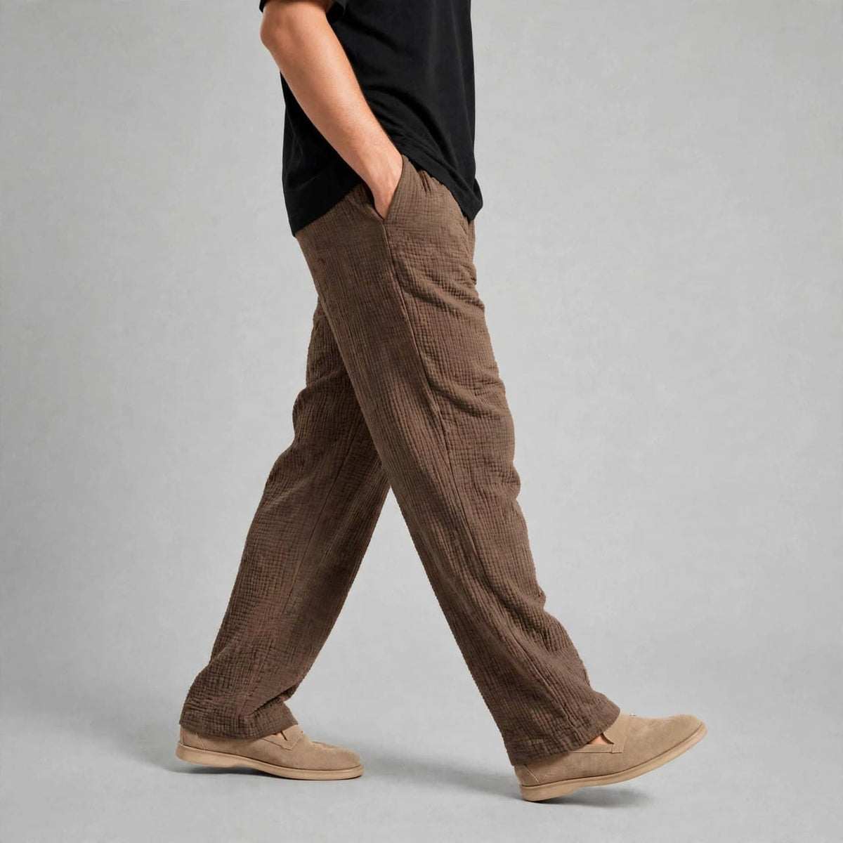 Crushed Brown Wide-Leg Trousers