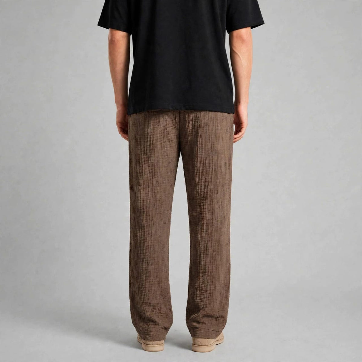 Crushed Brown Wide-Leg Trousers