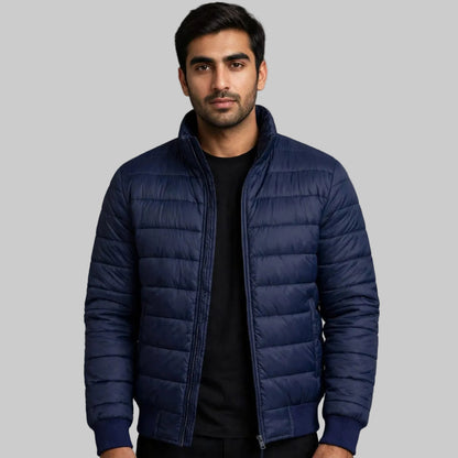 Men's Navy Blue Puffer Jacket | Premium Winter Quilted Coat