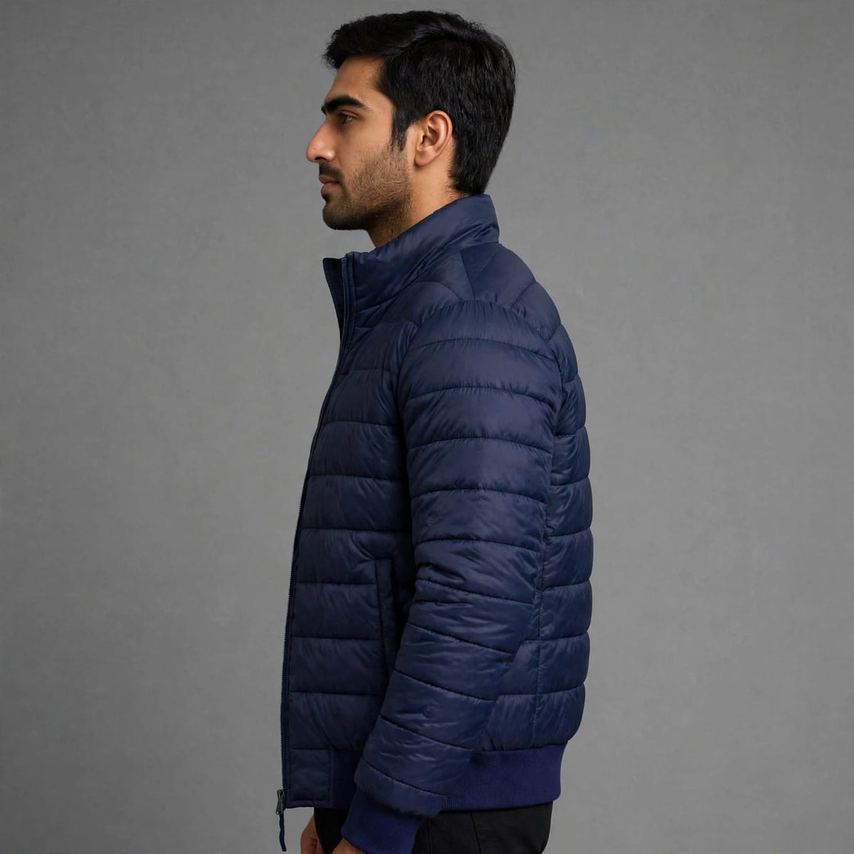 Men's Navy Blue Puffer Jacket | Premium Winter Quilted Coat