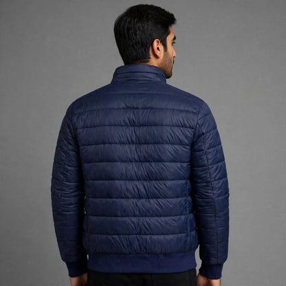 Men's Navy Blue Puffer Jacket | Premium Winter Quilted Coat