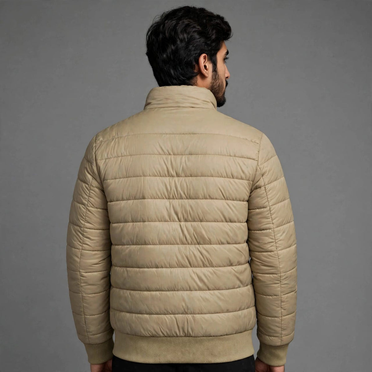 Men’s Beige Quilted Puffer Jacket