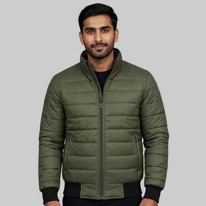 Men's Olive Green Puffer Jacket | Premium Winter Edition