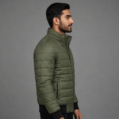 Men's Olive Green Puffer Jacket | Premium Winter Edition