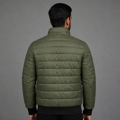 Men's Olive Green Puffer Jacket | Premium Winter Edition