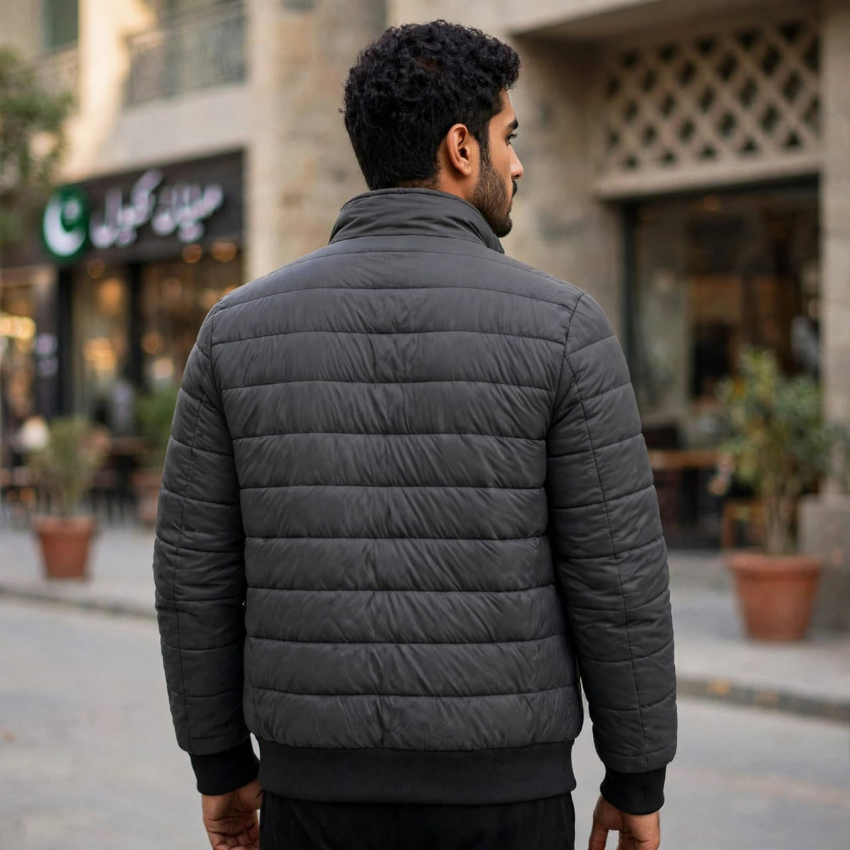 Men's Grey Puffer Jacket | Premium Quilted Winter Coat