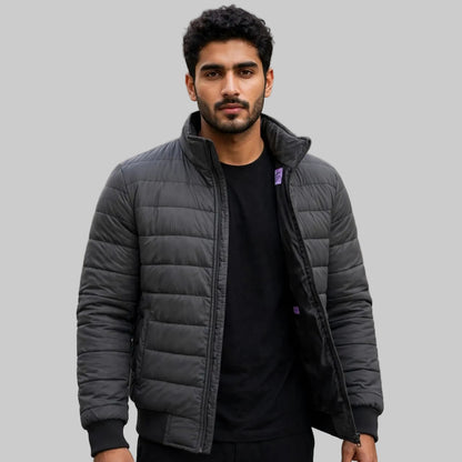 Men's Grey Puffer Jacket | Premium Quilted Winter Coat
